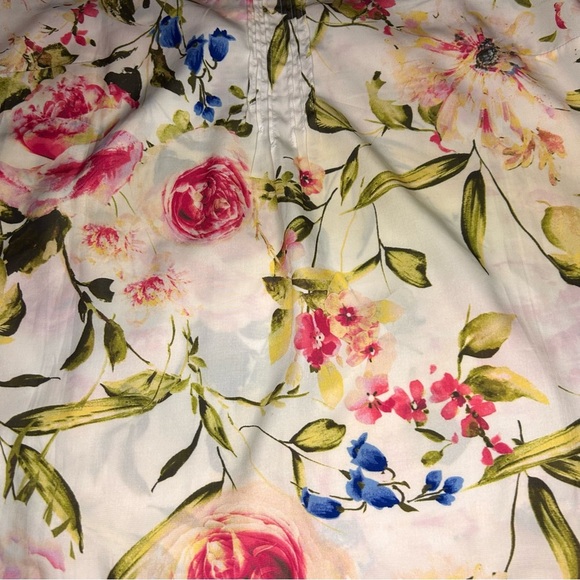 NY&C Floral Cami Tank Top Small | Ivory Lace Trim Sleeveless Blouse - Picture 4 of 6